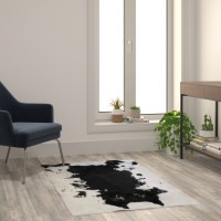 Flash Furniture YTG-RGC31523-35-BK-GG Barstow Collection 3' x 5' Black Faux Cowhide Print Area Rug with Polyester Backing for Living Room, Bedroom, Entryway